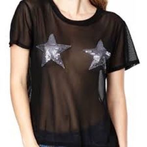mesh sequin star t-shirt